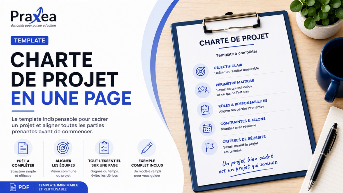 Couverture — Template de charte de projet : cadrer un projet en une page avant de commencer