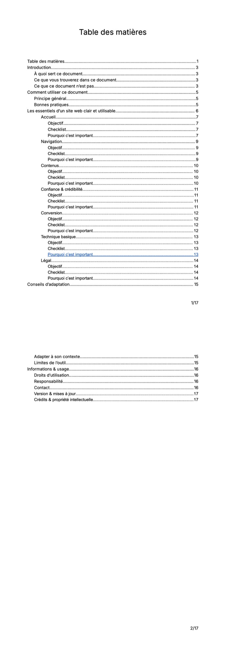 Sommaire — Checklist site web : 80 points pour un site clair et utilisable, sans expertise technique